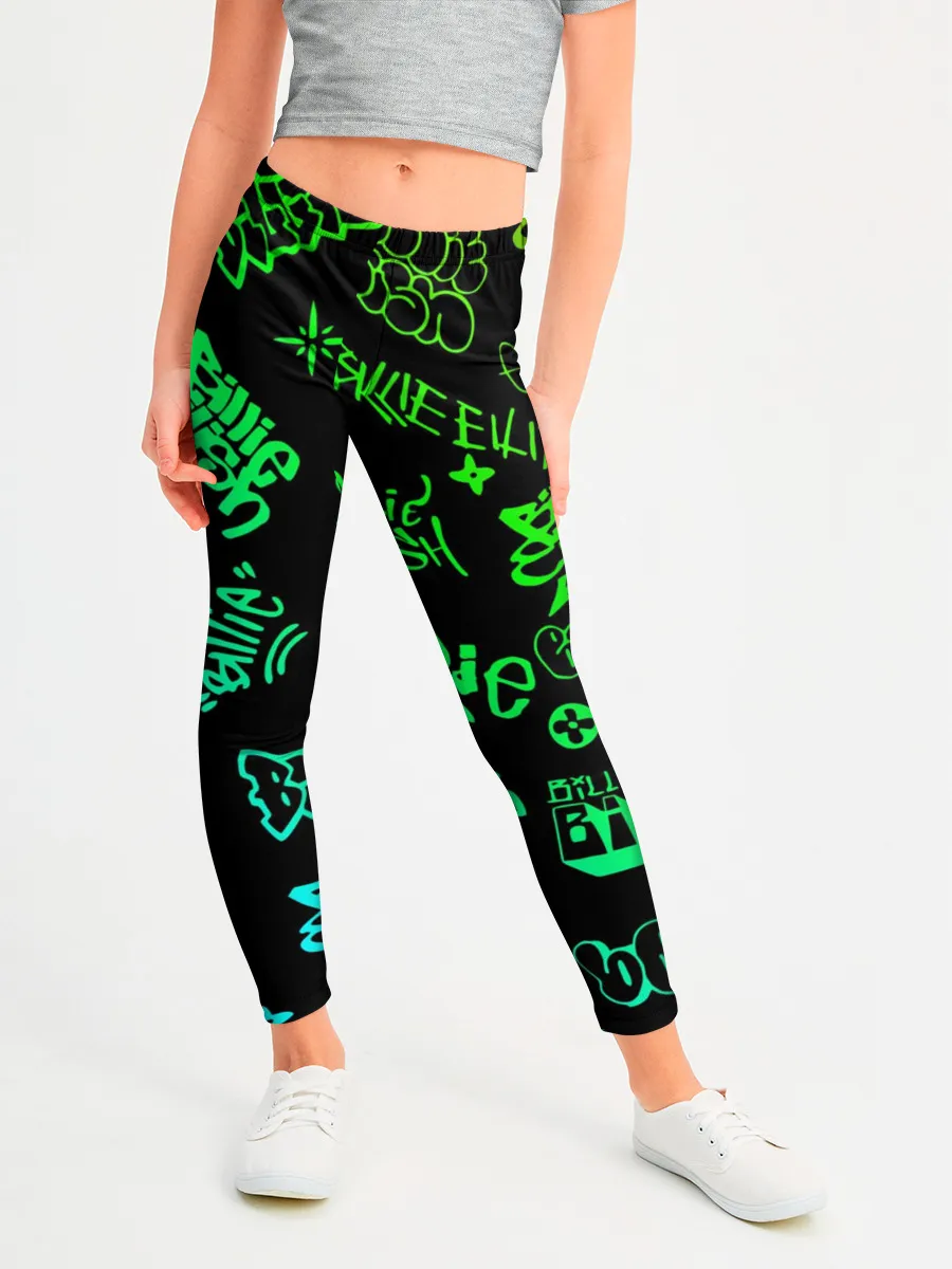 Леггинсы для девочки / Billie Eilish Graffiti gradien