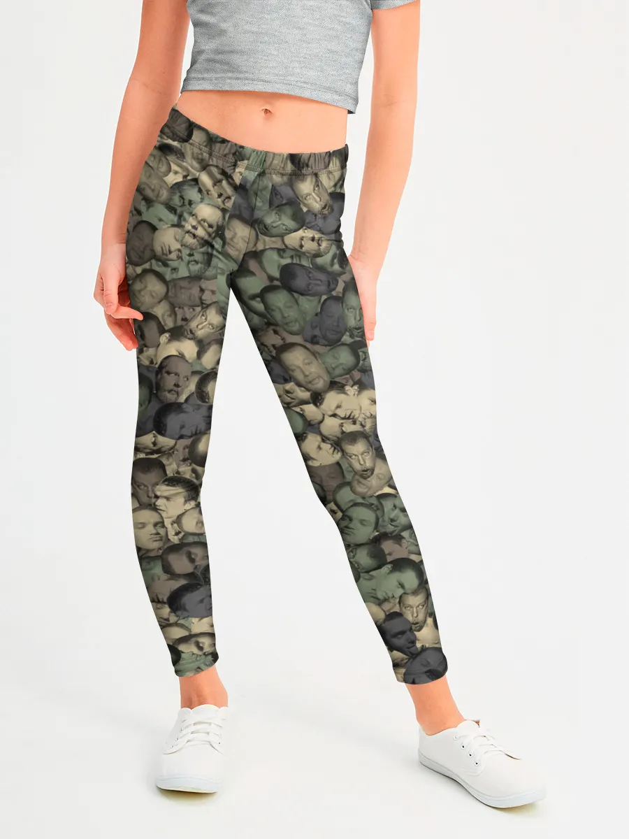 Леггинсы для девочки / Камуфляж Зеленый Слоник