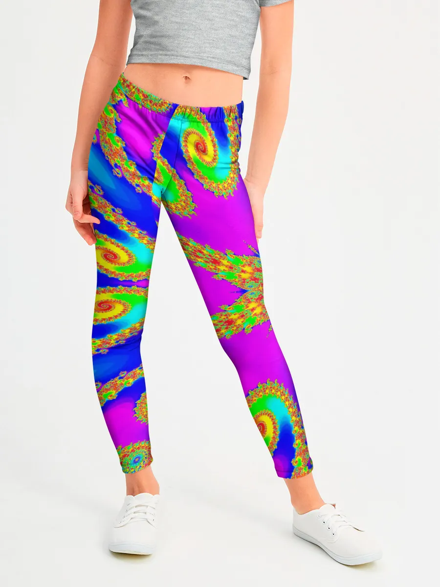 Леггинсы для девочки / Неоновый фрактал