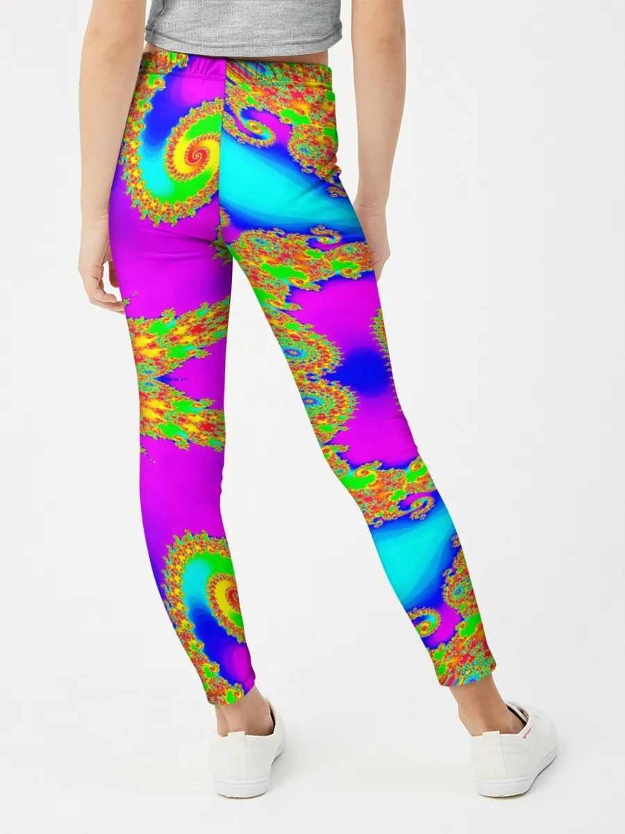 Леггинсы для девочки / Неоновый фрактал