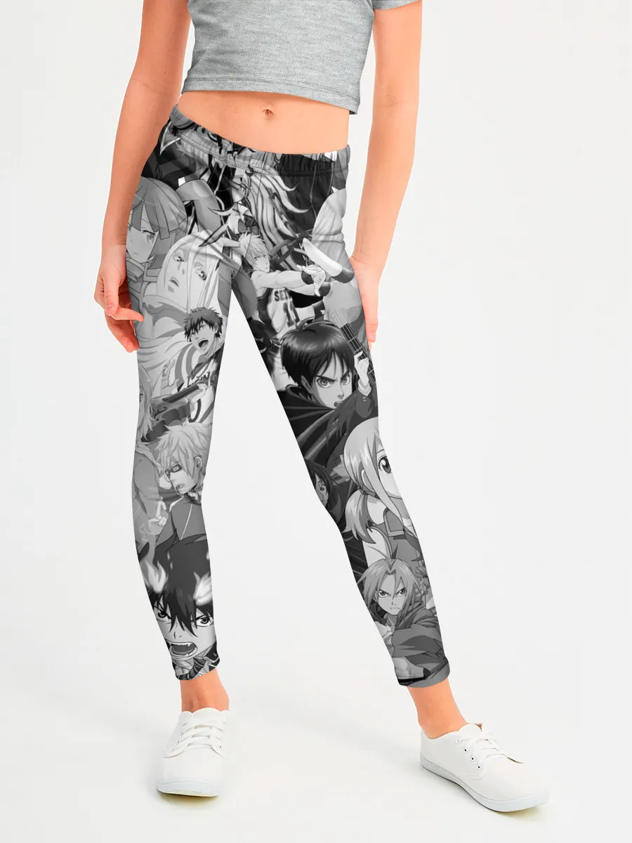 Леггинсы для девочки / МНОГО ЧЕРНО-БЕЛЫХ АНИМЕ ДЕВОЧЕК