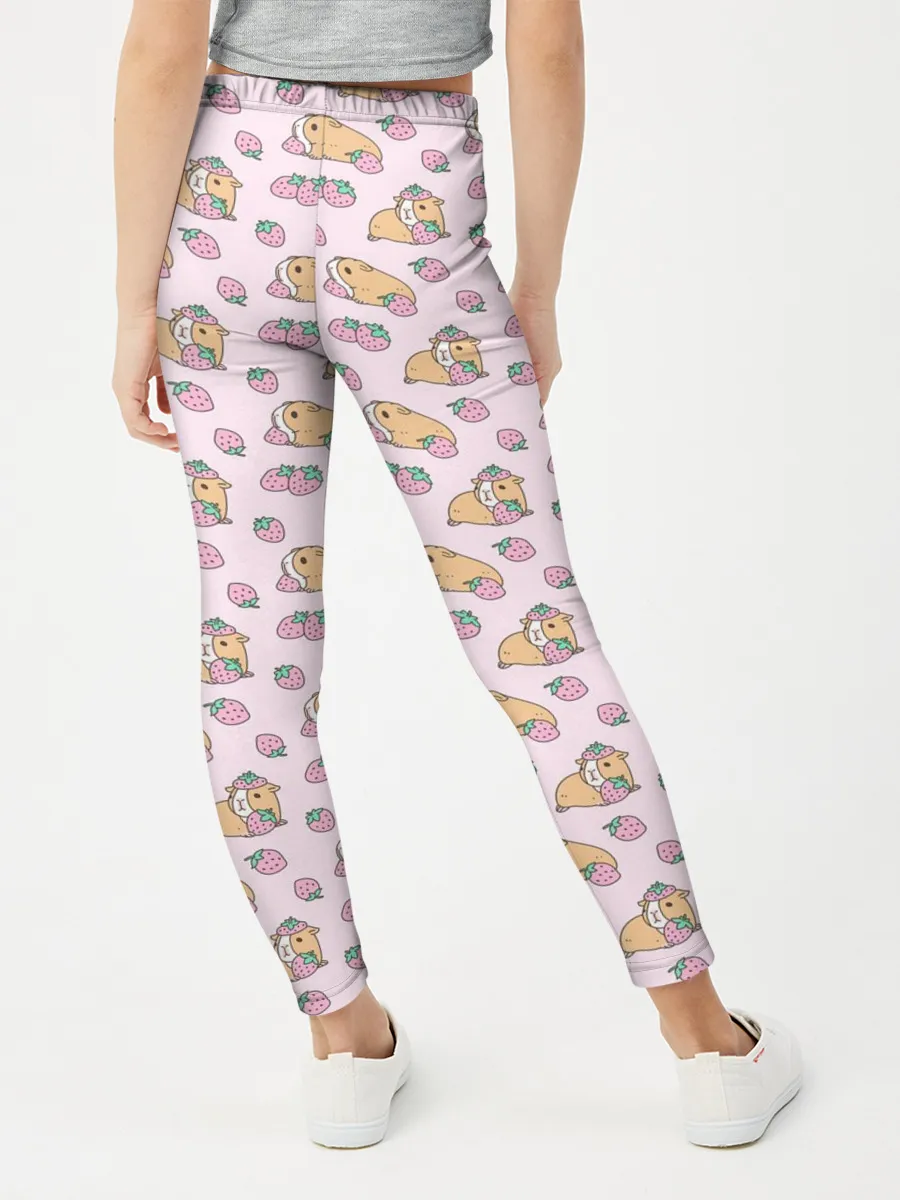 Леггинсы для девочки / Морские свинки с клубникой