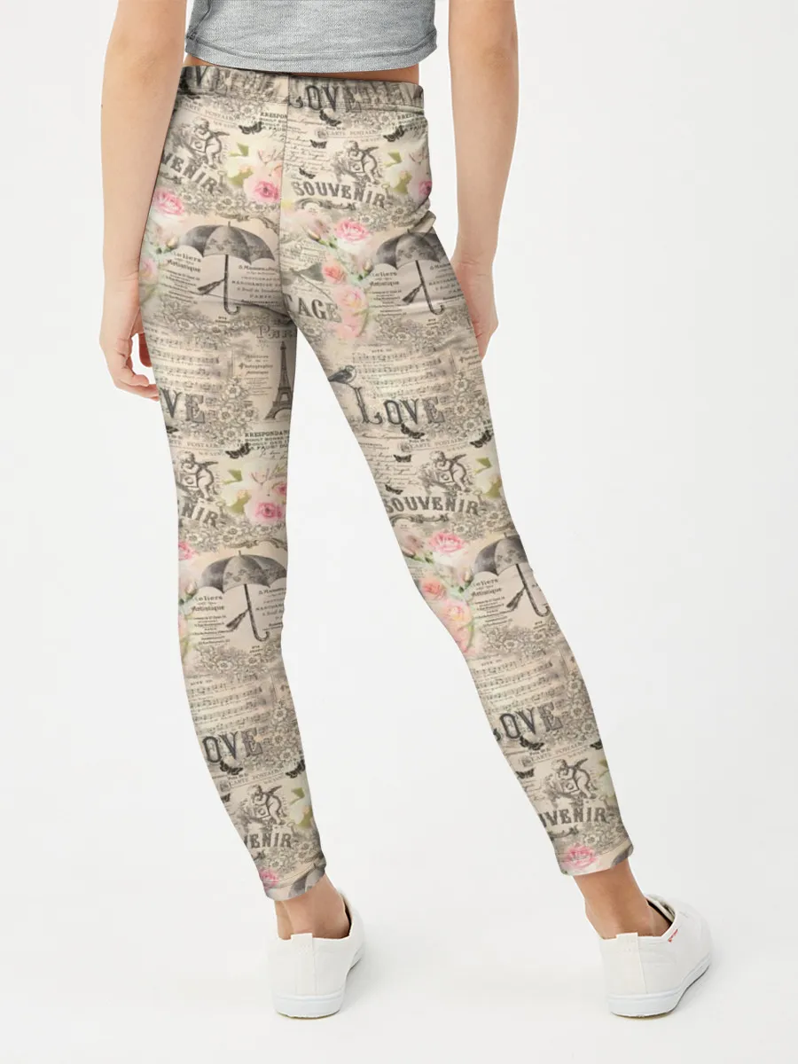 Леггинсы для девочки / Paris vintage theme