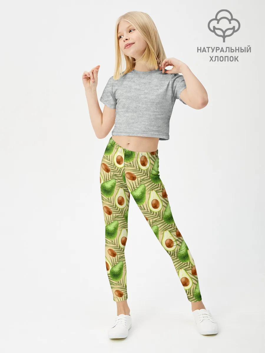 Леггинсы для девочки / Веган Авокадо узор
