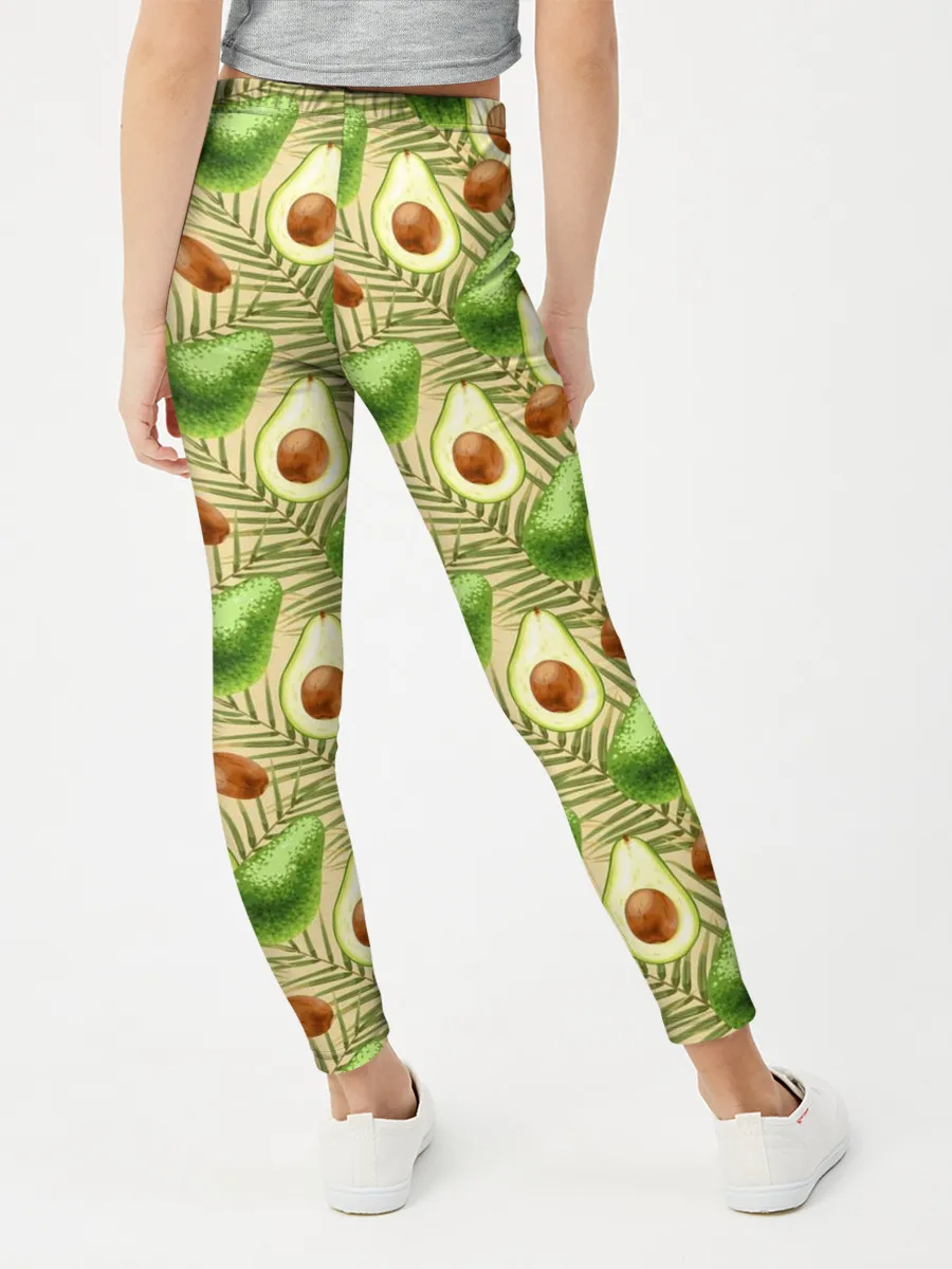 Леггинсы для девочки / Веган Авокадо узор