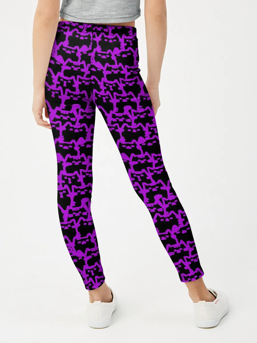 Леггинсы для девочки / Неоновые коты