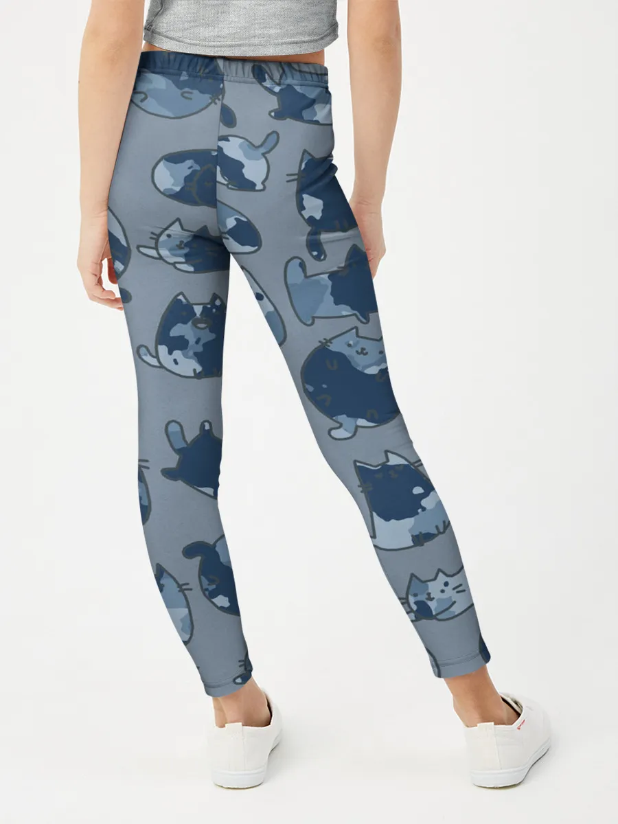 Леггинсы для девочки / Камуфляж с котиками