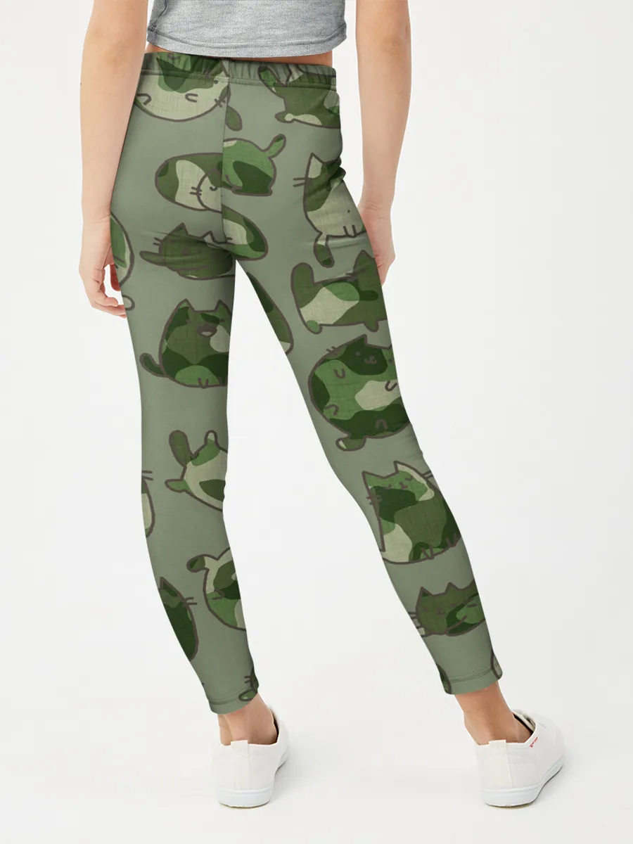 Леггинсы для девочки / Камуфляж с котиками