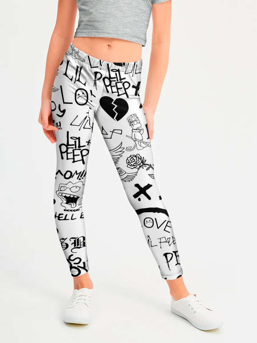 Леггинсы для девочки / LIL PEEP | ЛИЛ ПИП LOGOBOMBING