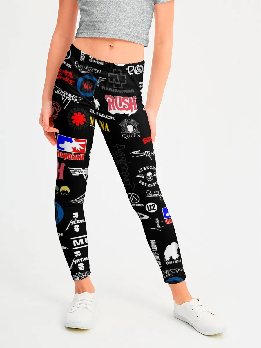 Леггинсы для девочки / ЛОГОТИПЫ РОК ГРУПП | PATTERN