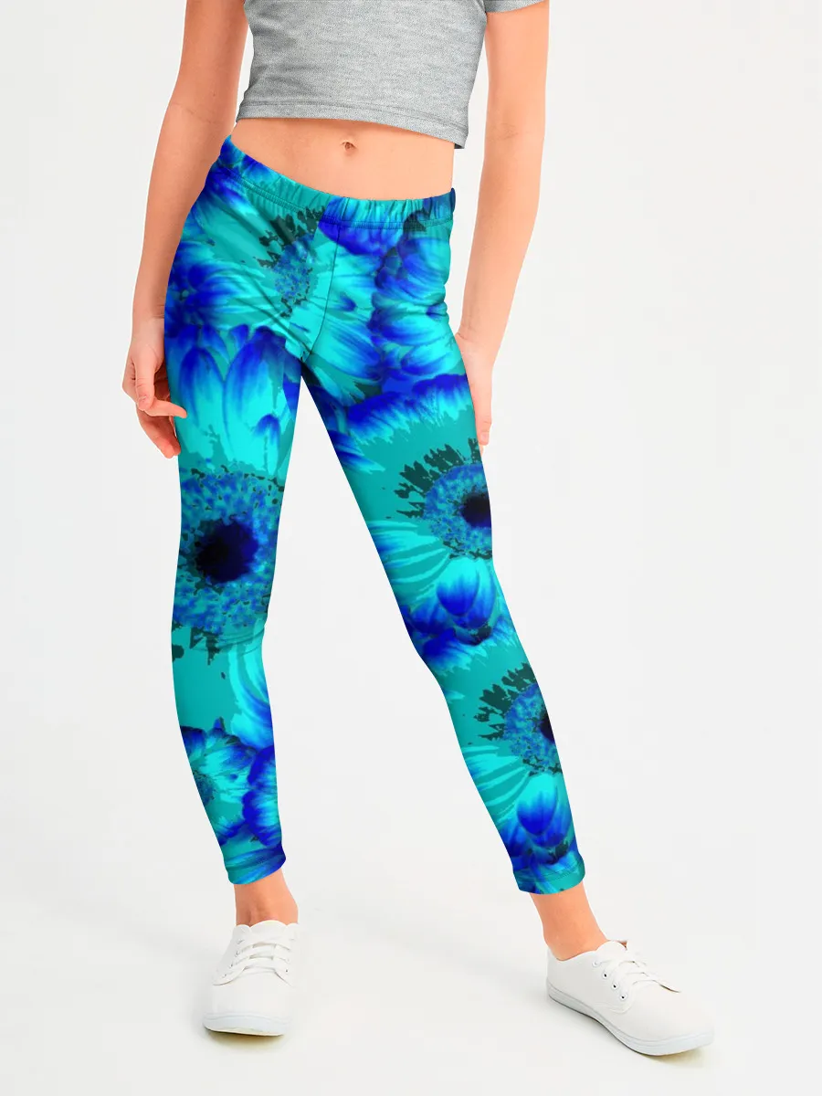 Леггинсы для девочки / Голубые хризантемы