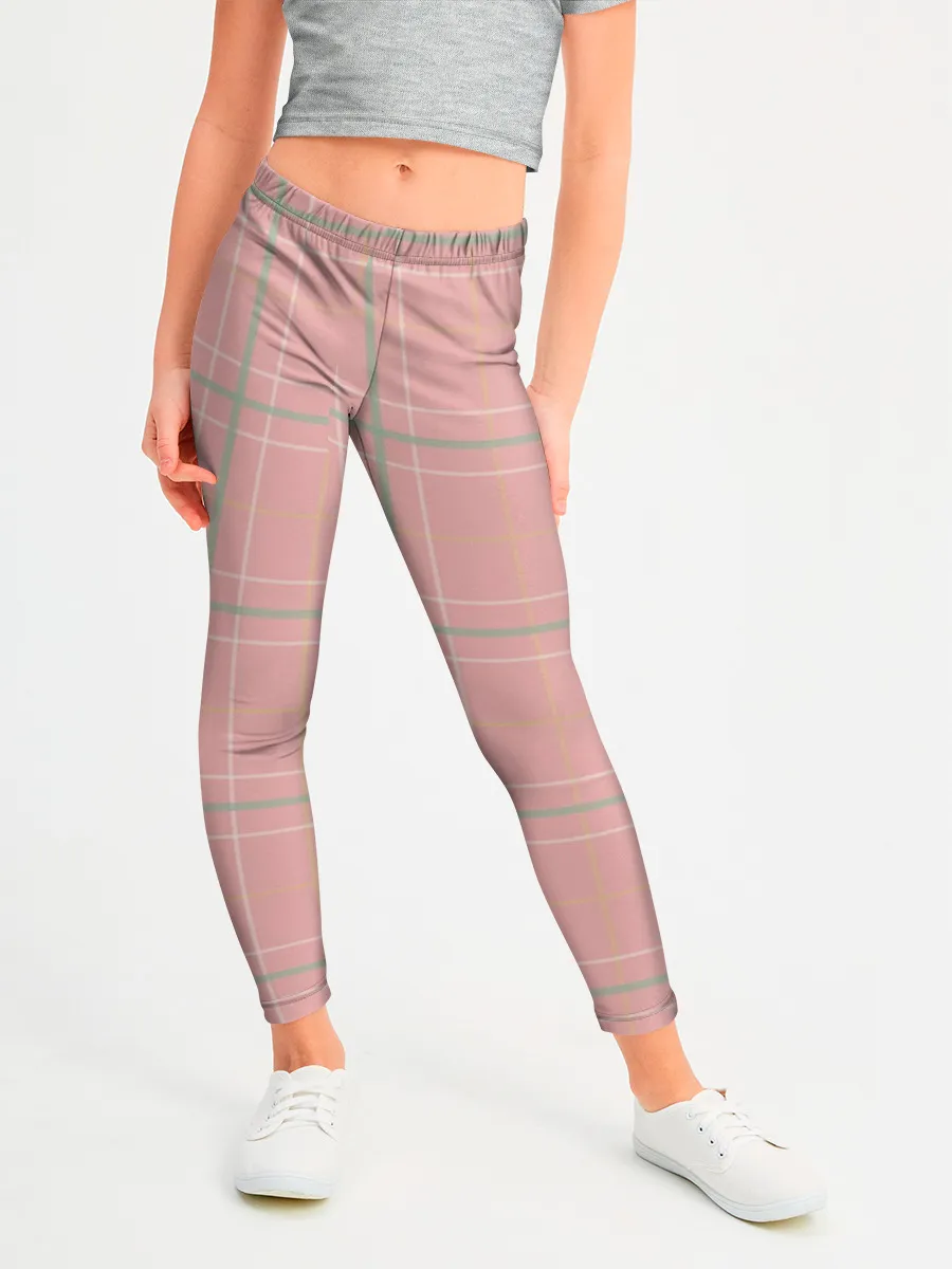 Леггинсы для девочки / Шотландка Розовая