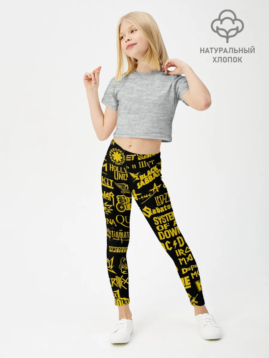 Леггинсы для девочки / Логотипы рок групп GOLD