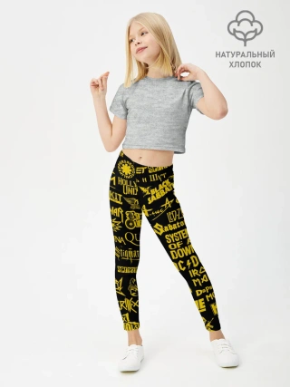 Леггинсы для девочки / Логотипы рок групп GOLD