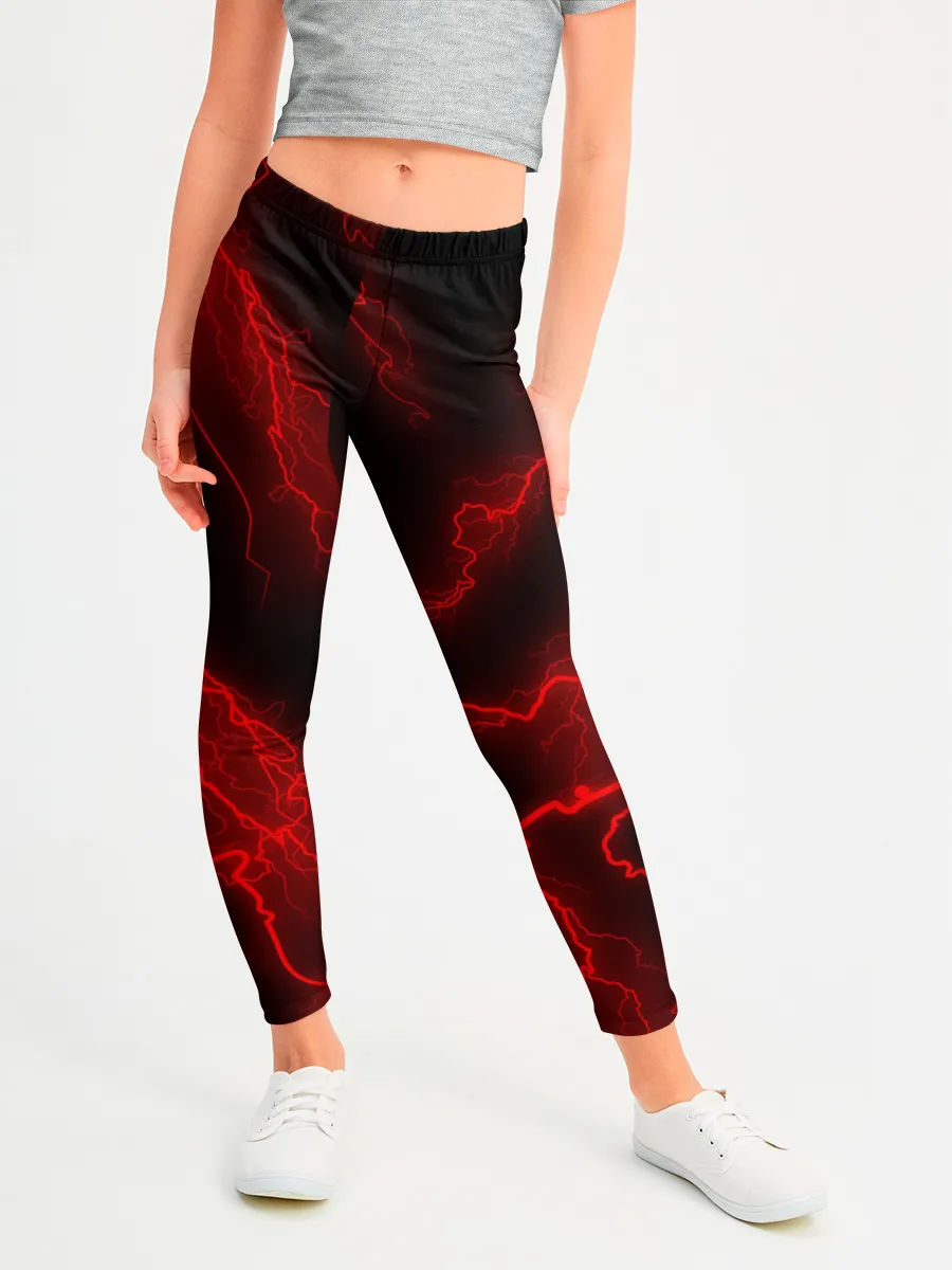 Леггинсы для девочки / МОЛНИЯ RED NEON