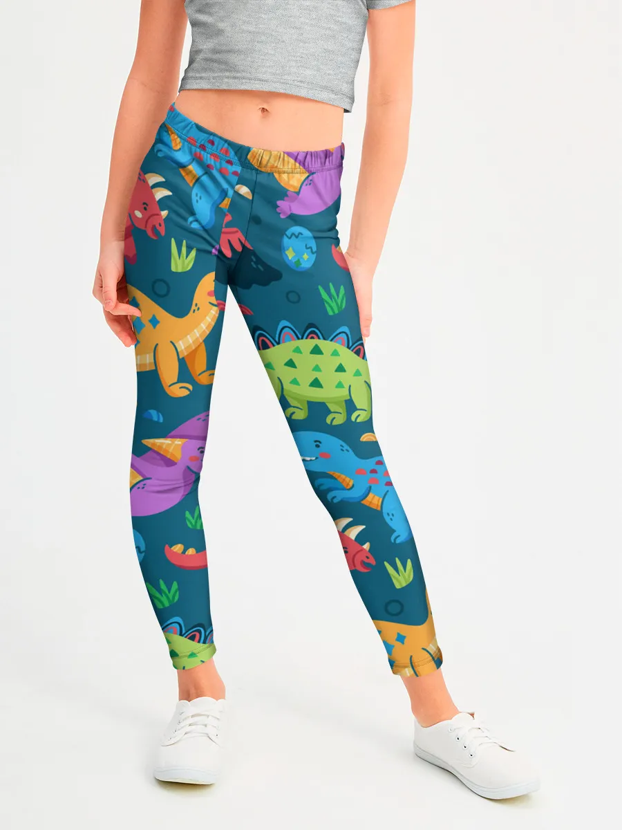 Леггинсы для девочки / Арт с динозаврами