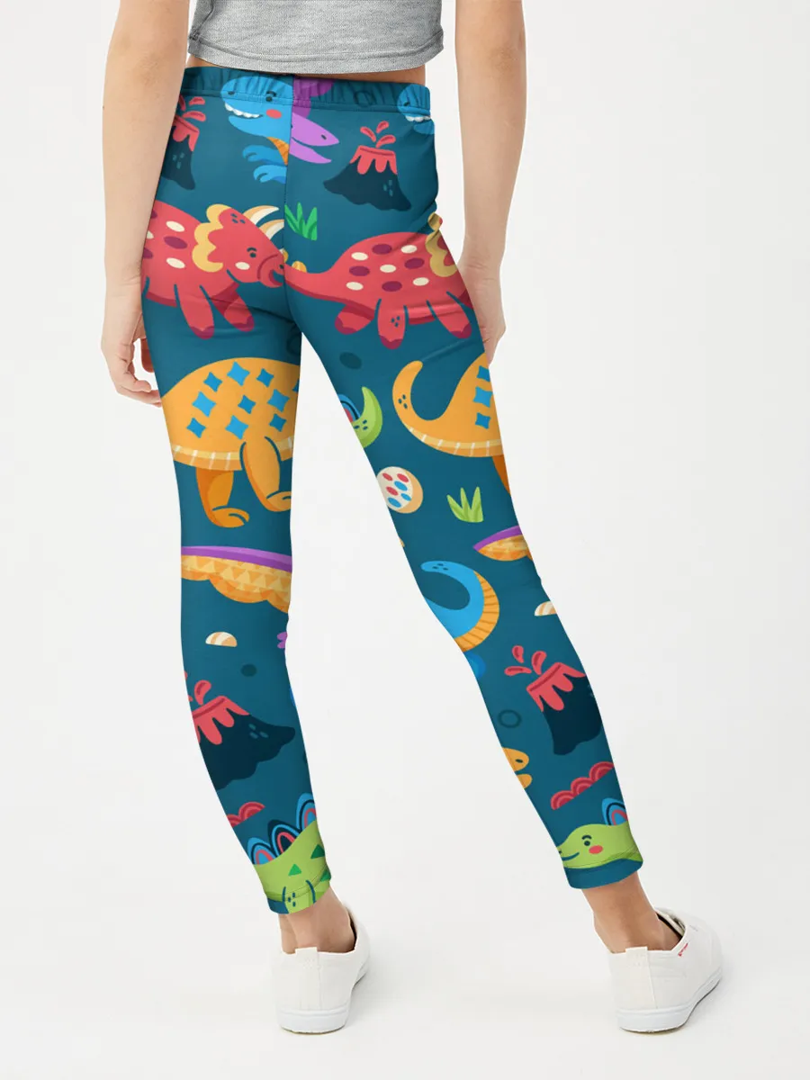 Леггинсы для девочки / Арт с динозаврами