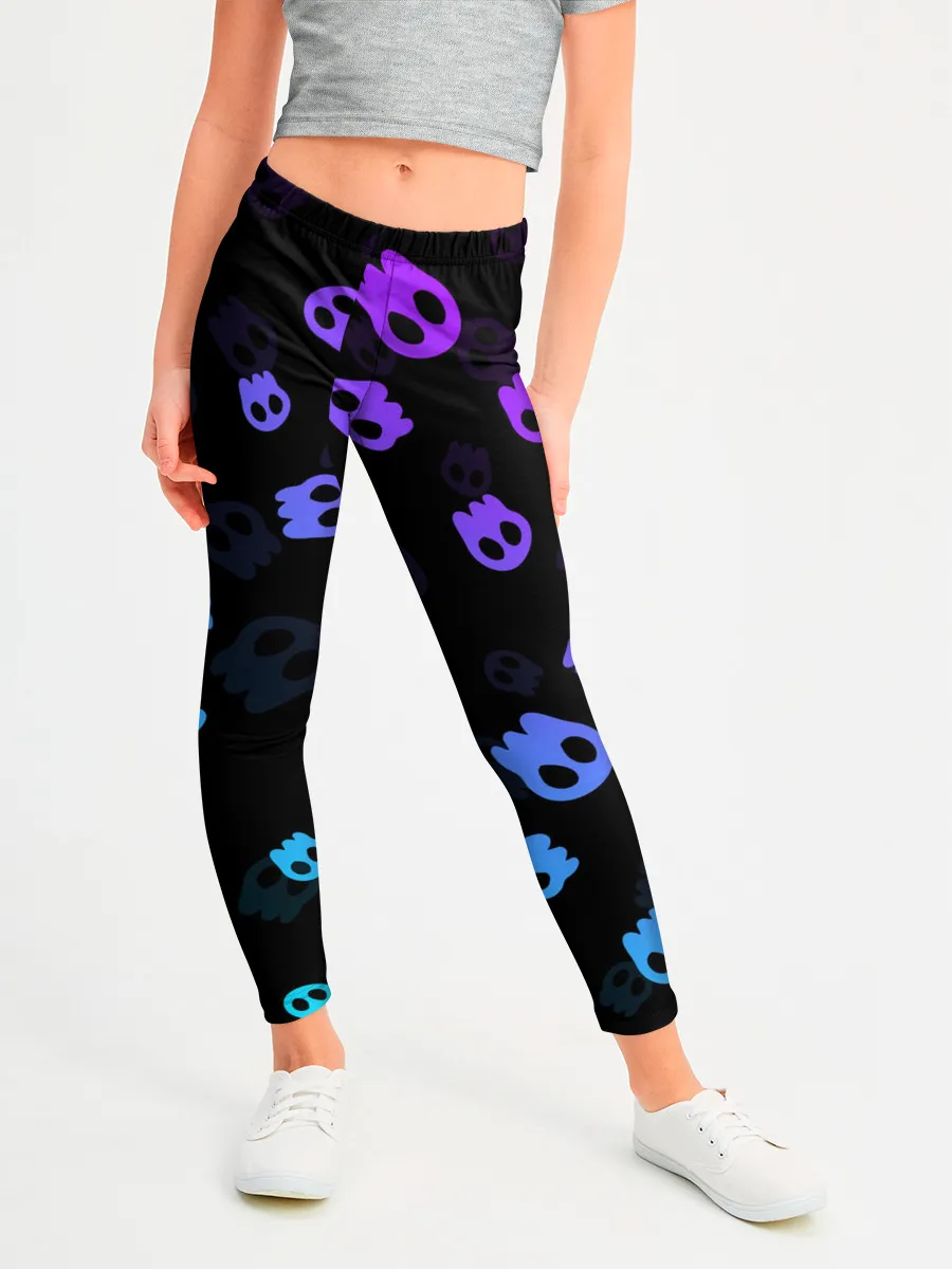 Леггинсы для девочки / НЕОНОВЫЕ ЧЕРЕПА