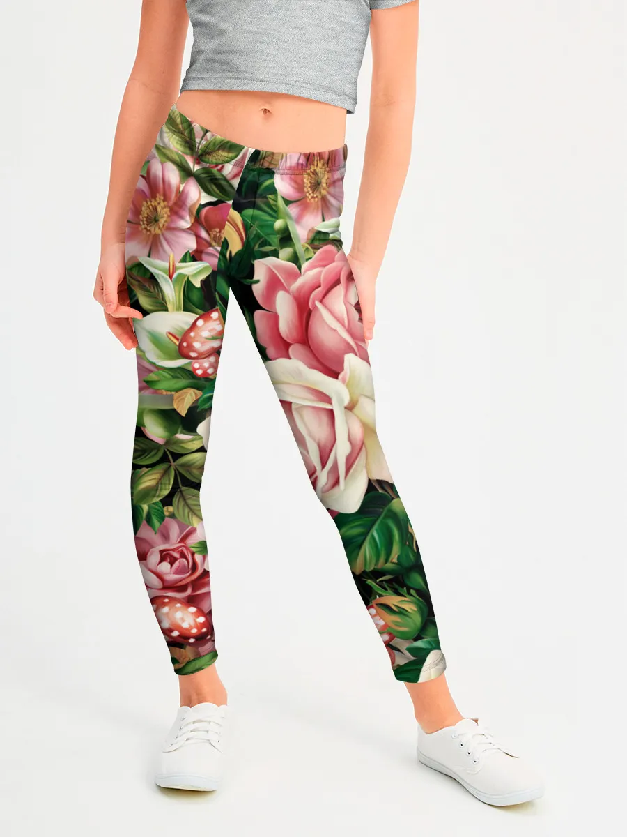 Леггинсы для девочки / ЦВЕТЫ / FLOWERS / 8 МАРТА