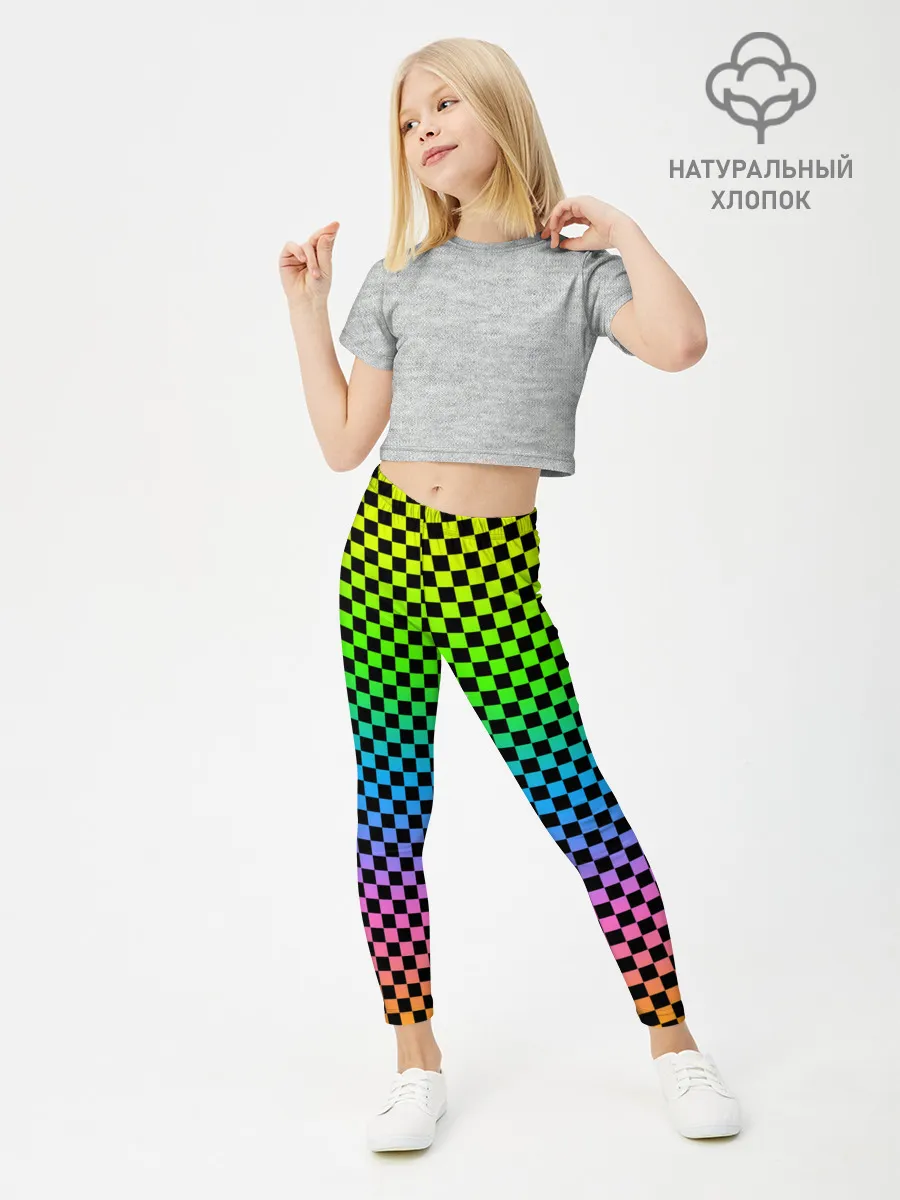 Леггинсы для девочки / РАДУЖНАЯ ШАХМАТКА