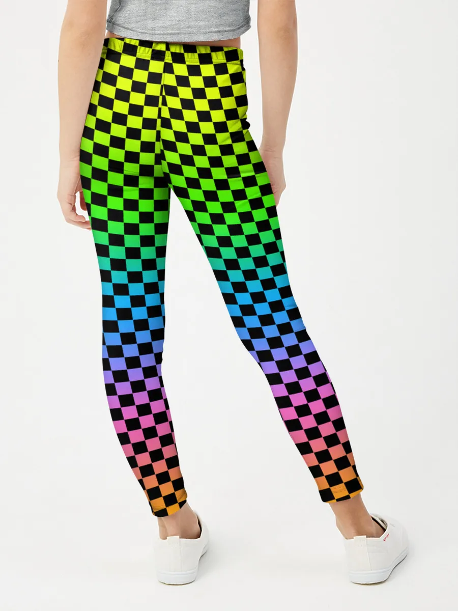 Леггинсы для девочки / РАДУЖНАЯ ШАХМАТКА