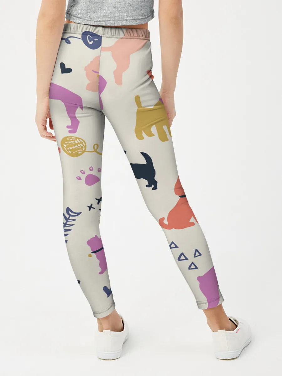 Леггинсы для девочки / Домашние животные паттерн | Pets pattern