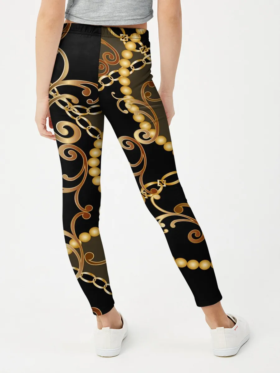 Леггинсы для девочки / Золотая цепь и бусы