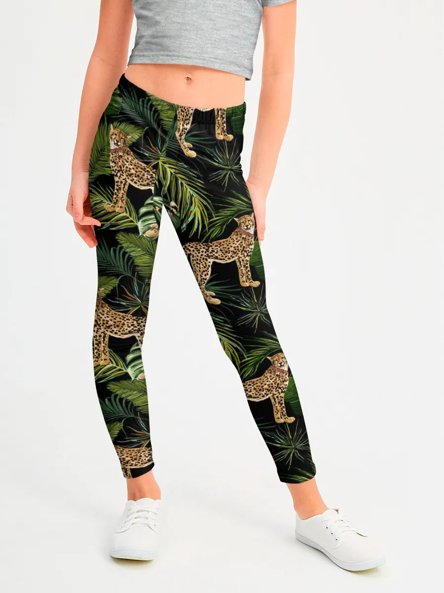 Леггинсы для девочки / Леопарды на ветках