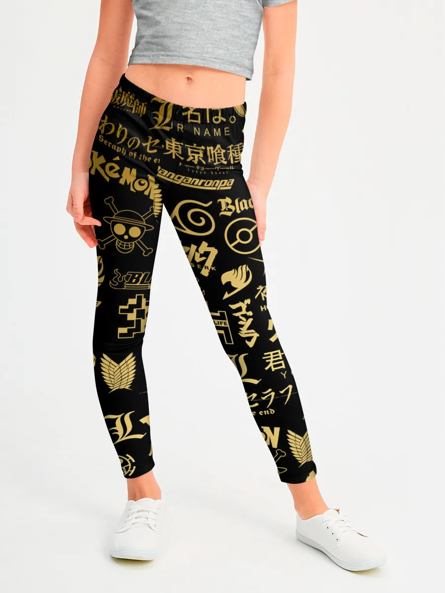Леггинсы для девочки / ЛОГОТИПЫ АНИМЕ GOLD