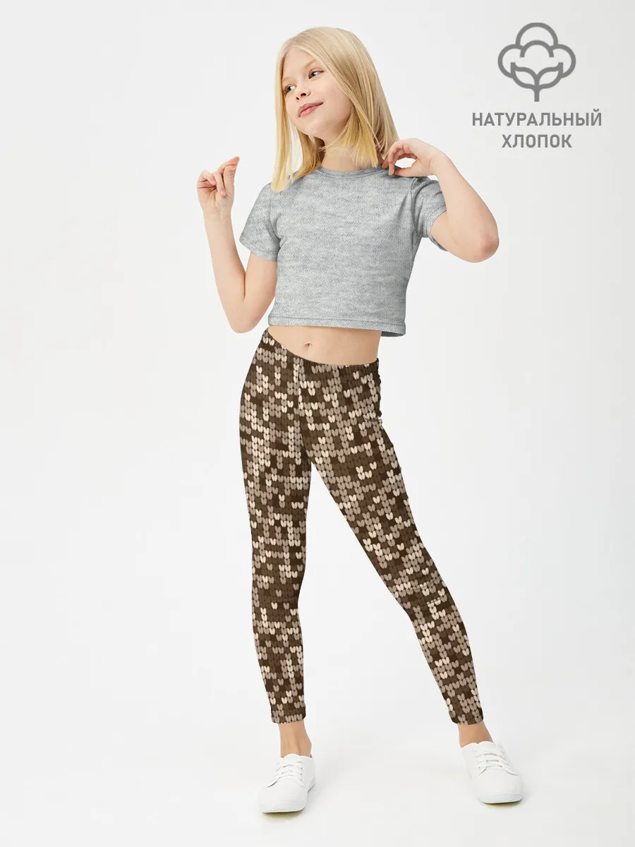Леггинсы для девочки / ВЯЗАНЫЙ КАМУФЛЯЖ