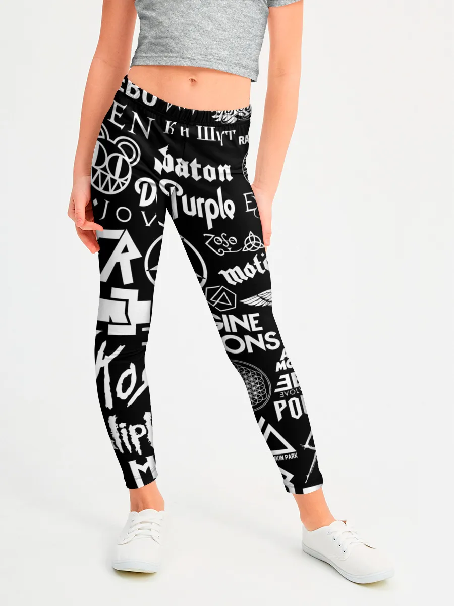Леггинсы для девочки / ЛОГОТИПЫ РОК ГРУПП