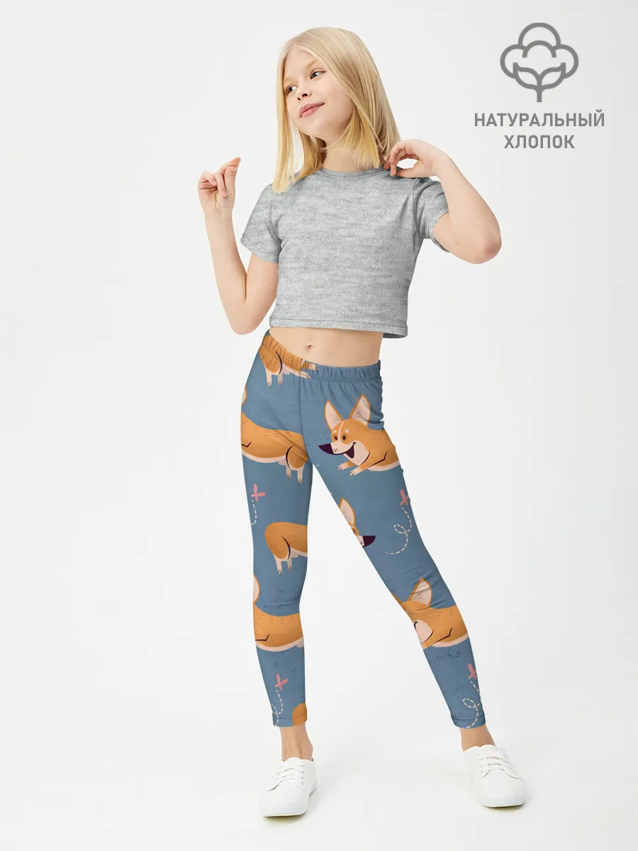 Леггинсы для девочки / Корги с бабочкой