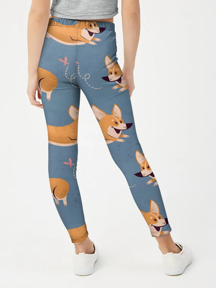 Леггинсы для девочки / Корги с бабочкой