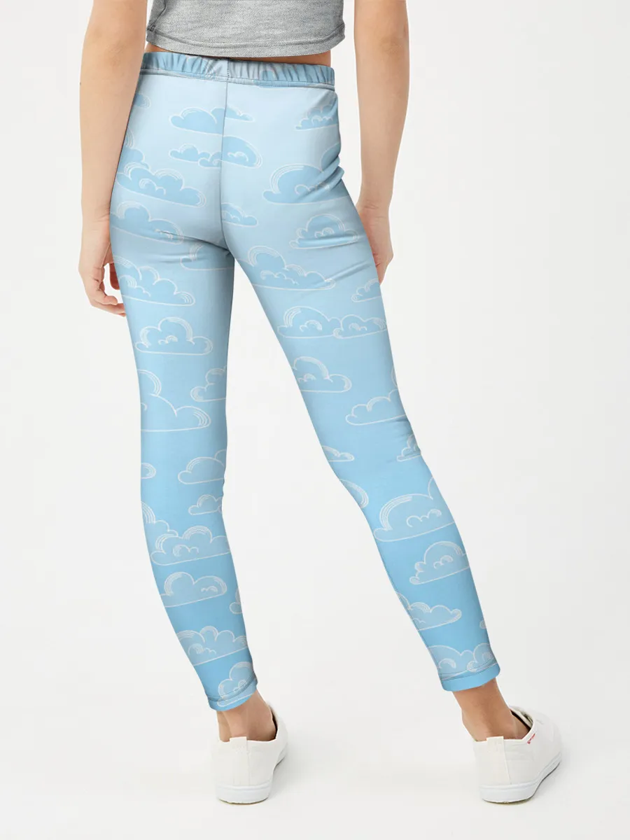 Леггинсы для девочки / Очень светлые голубые облака