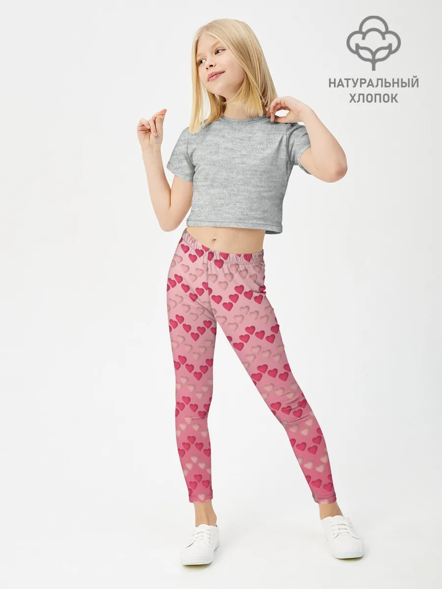 Леггинсы для девочки / узор милые сердца зигзагами