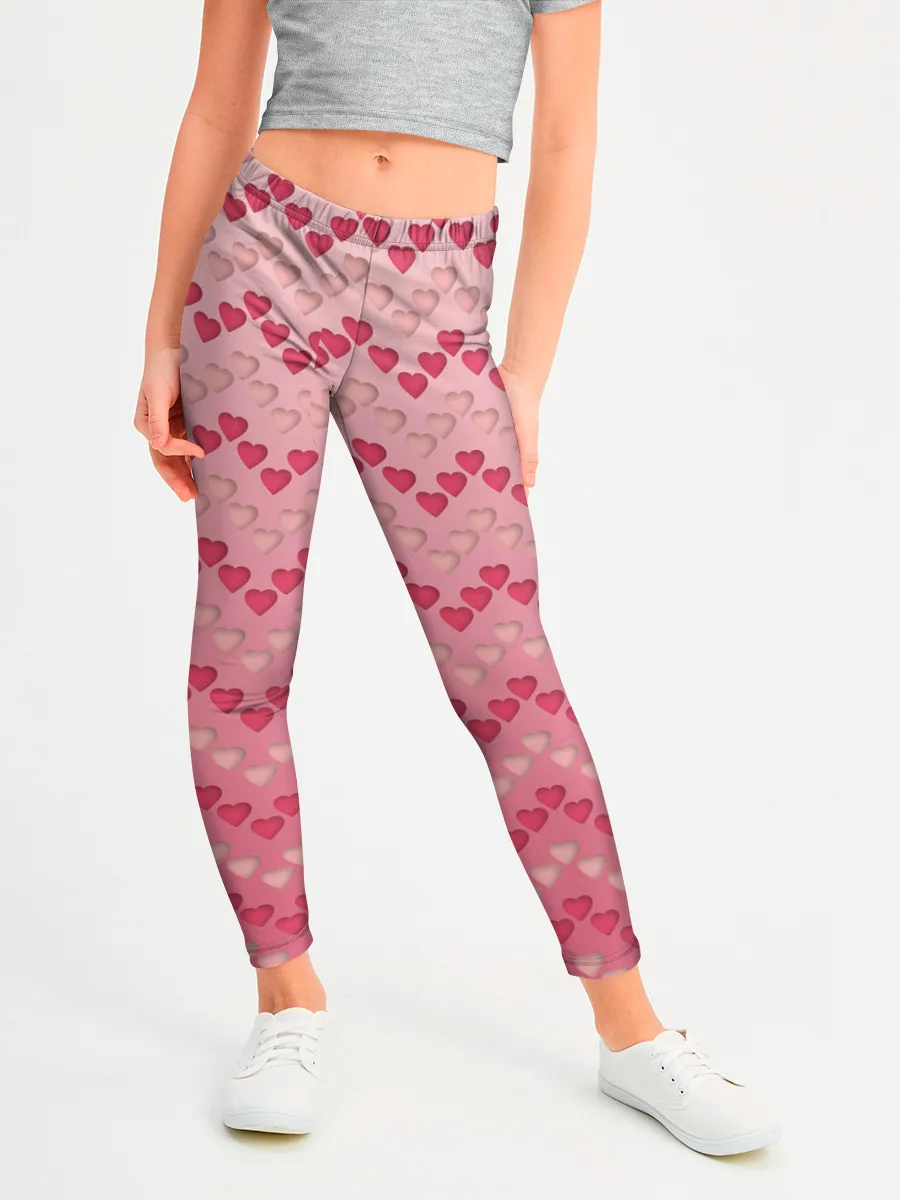 Леггинсы для девочки / узор милые сердца зигзагами