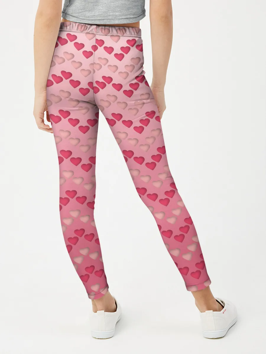Леггинсы для девочки / узор милые сердца зигзагами