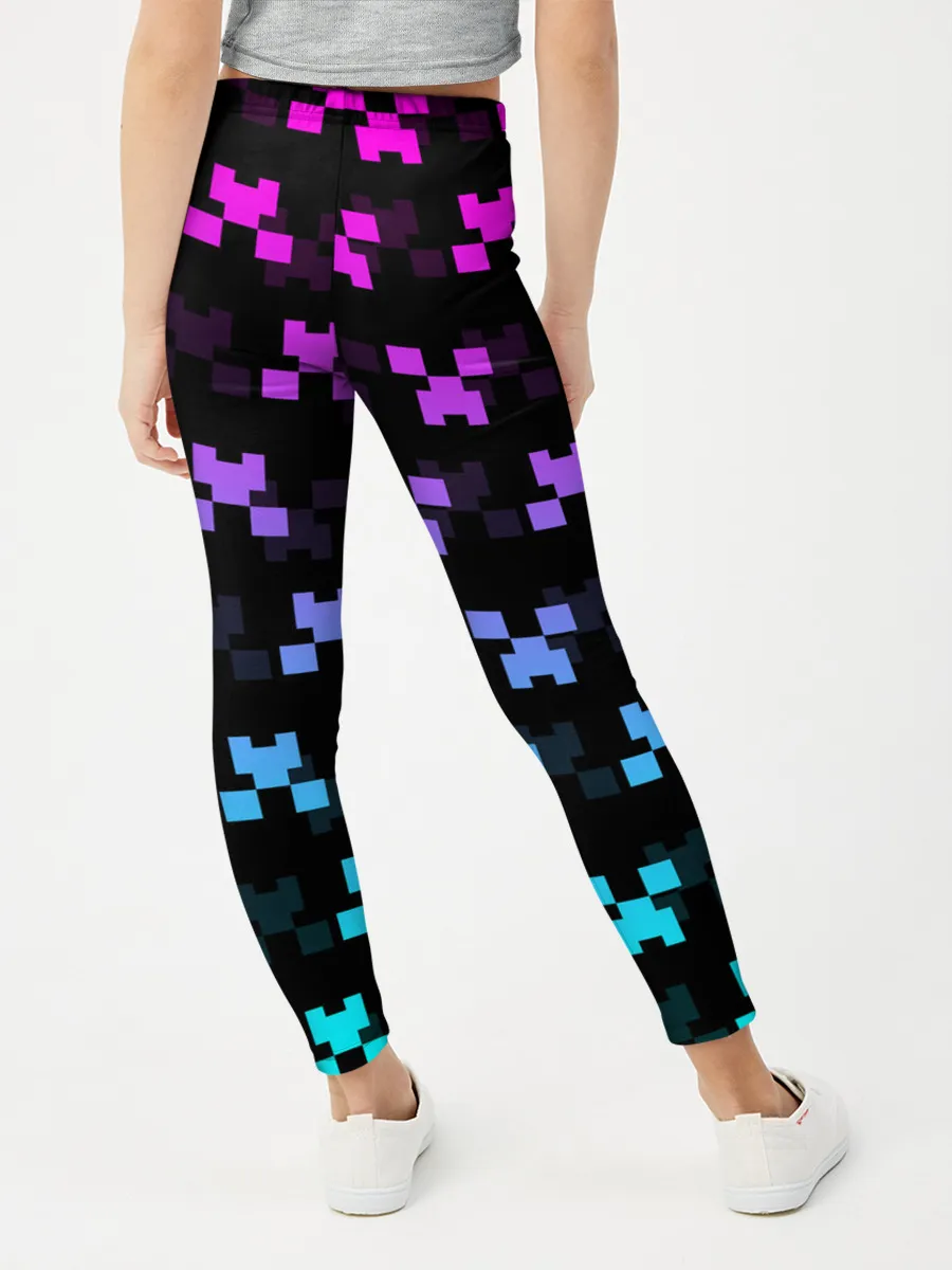 Леггинсы для девочки / MINECRAFT CREEPER NEON