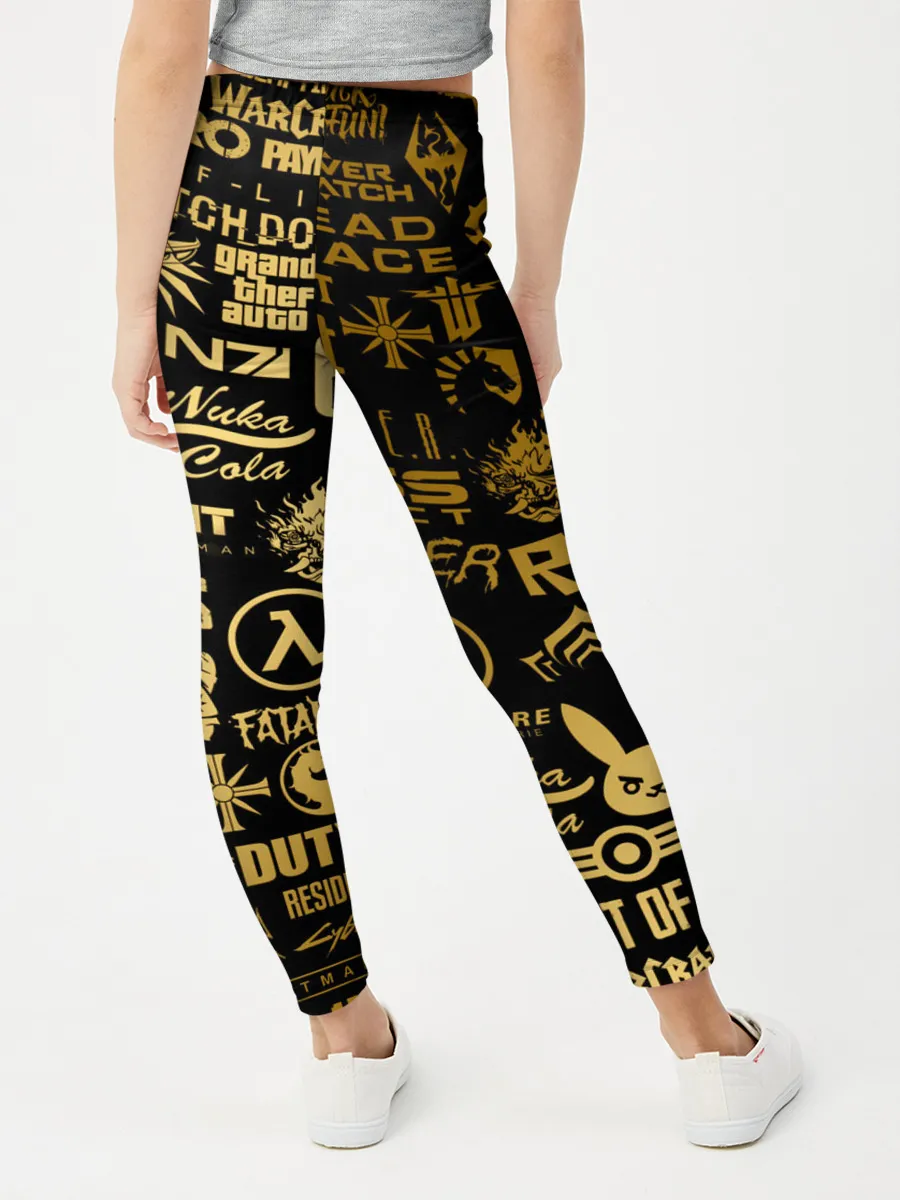Леггинсы для девочки / ЛОГОТИПЫ ИГР ЗОЛОТО | GOLDEN