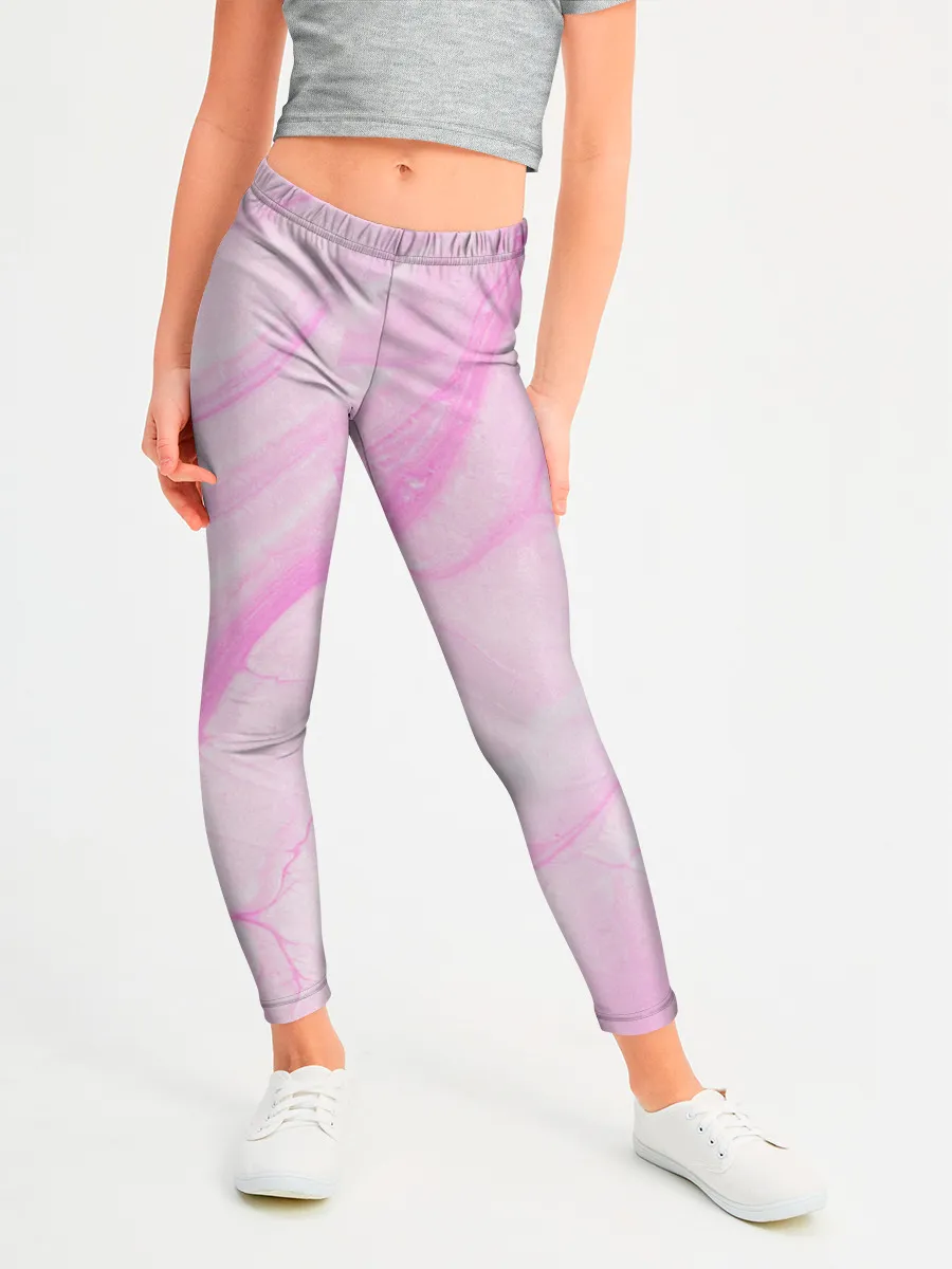 Леггинсы для девочки / розовые разводы краска зефир