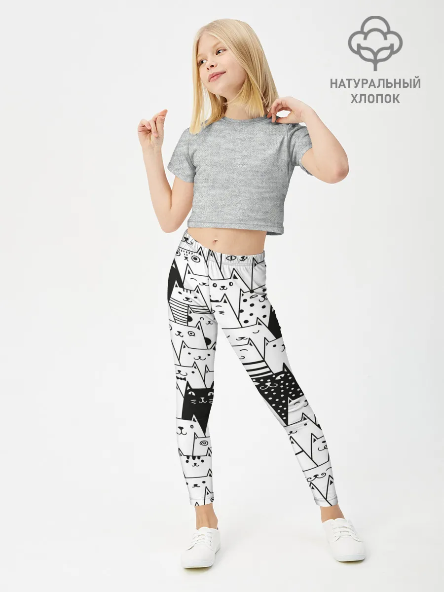 Леггинсы для девочки / КОТЫ WHITE