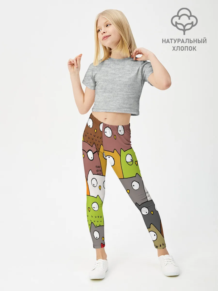 Леггинсы для девочки / СОВЫ КОТИКИ