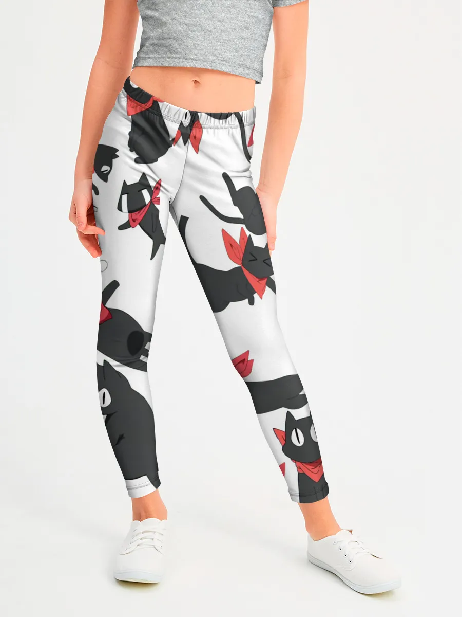 Леггинсы для девочки / Черный котик