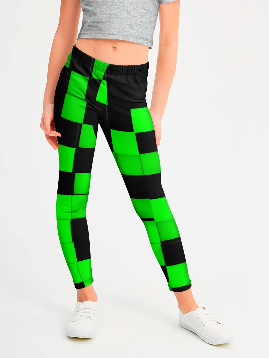 Леггинсы для девочки / ЗЕЛЕНЫЕ КУБИКИ
