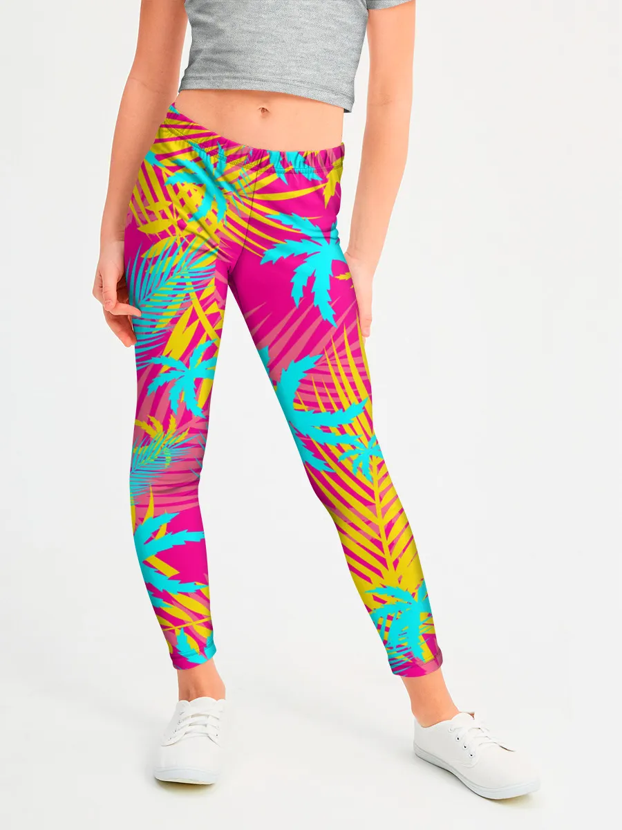 Леггинсы для девочки / НЕОНОВЫЕ ПАЛЬМЫ / НЕОН / NEON
