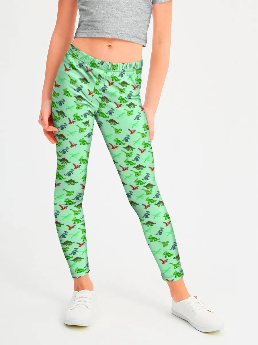 Леггинсы для девочки / dinosaurs green