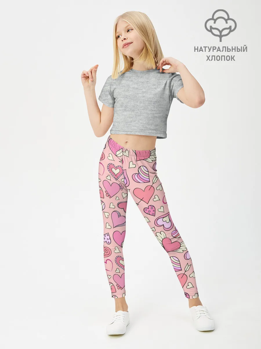 Леггинсы для девочки / Сердечки разные