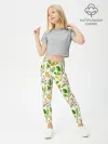 Леггинсы для девочки / Летний узор лимон ветки листья