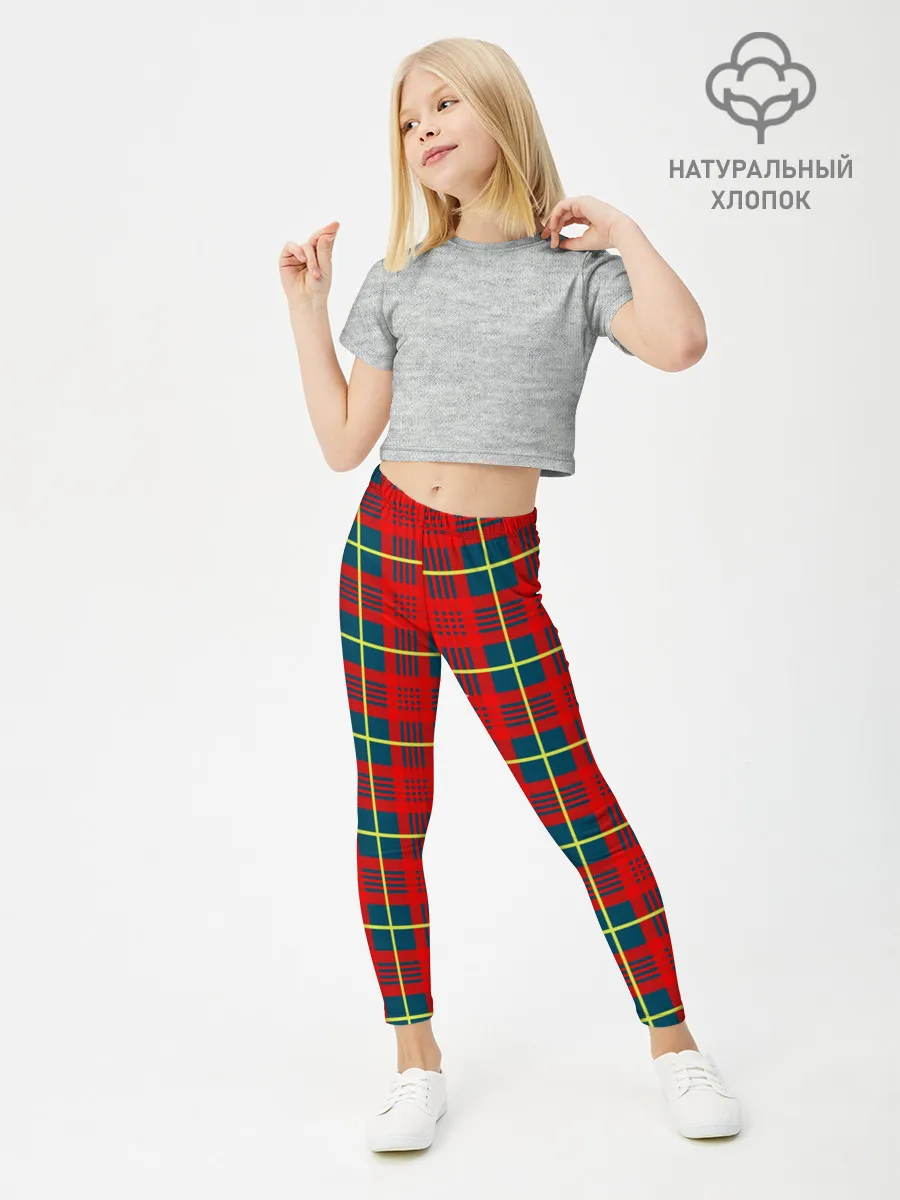 Леггинсы для девочки / Клетка красная