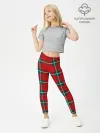 Леггинсы для девочки / Клетка красная